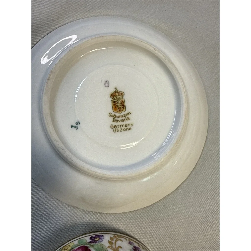 Antique Dresden Schumann Empress Floral Coffee Tea Cup & Saucer